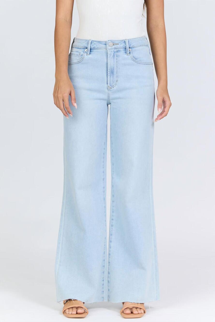 NEW DEAR JOHN DENIM fiona high rise wide leg jeans in rain drop